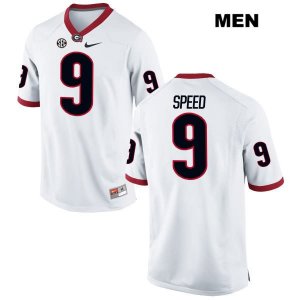 Men's Georgia Bulldogs NCAA #9 Ameer Speed Nike Stitched White Authentic College Football Jersey LJW8554RE